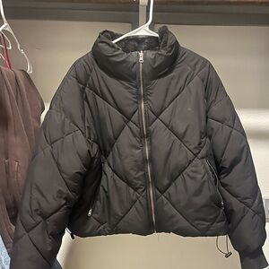 American Threads Reversible Black Quilted/Fur Puffer Jacket